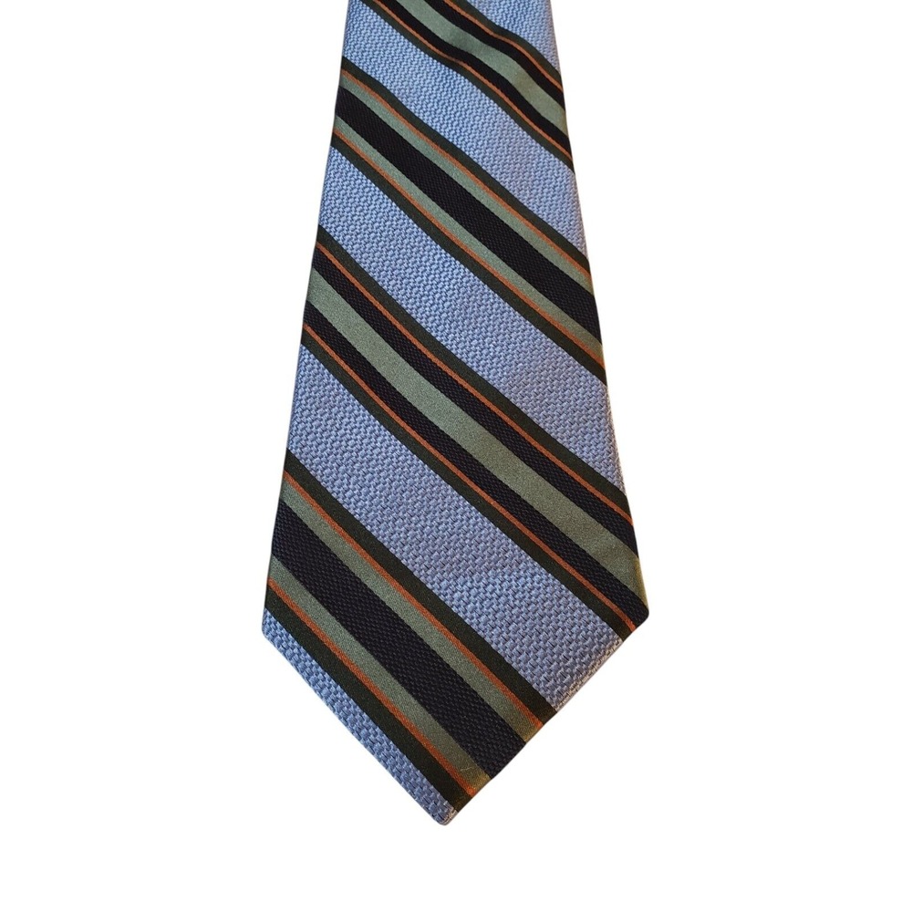 Express Design Studio‎ Neck Tie Mens Blue Green Orange Stripe Business Suit